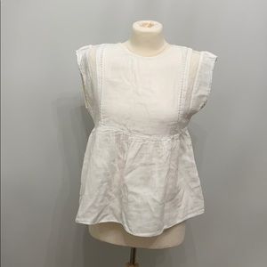 Zara White crochet sleeveless blouse size medium